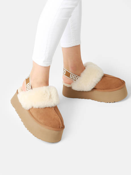 Slippers With Straps Funkette In Leather Ugg Brown women 1113474 other view 2