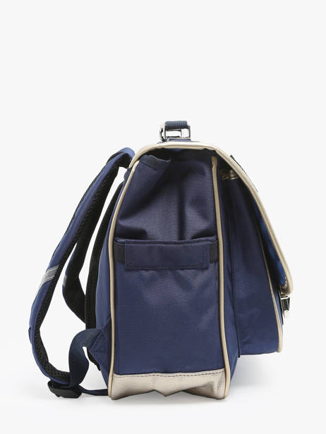 2-compartment Satchel Caramel et cie Blue boheme FI other view 2