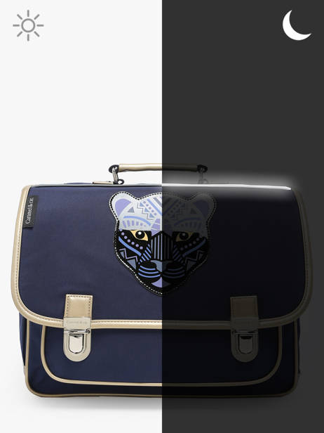 2-compartment Satchel Caramel et cie Blue boheme FI other view 5