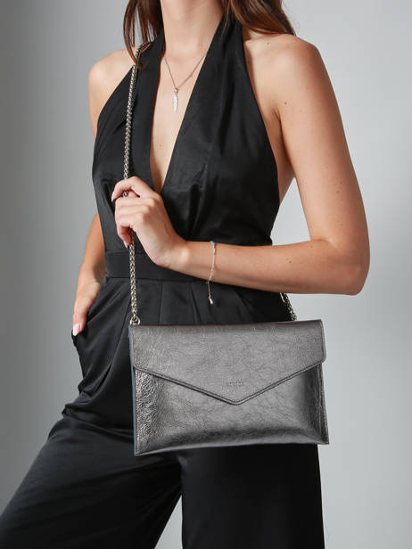 Large Leather Paddock Clutch Bag Etrier Silver paddock EPAD075L other view 1