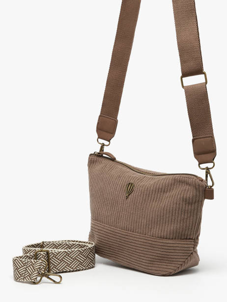 Sac Bandoulière Velours Le voyage en panier Marron velours AHP239 vue secondaire 2