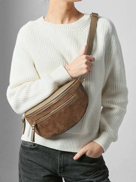 Sac Banane Milano Marron velvet caviar VC24111 vue secondaire 1