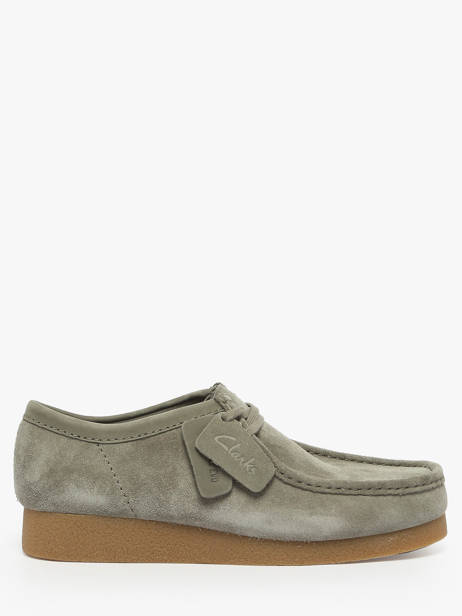 Mocassins Wallabee En Cuir Clarks Vert men 26183447 vue secondaire 1