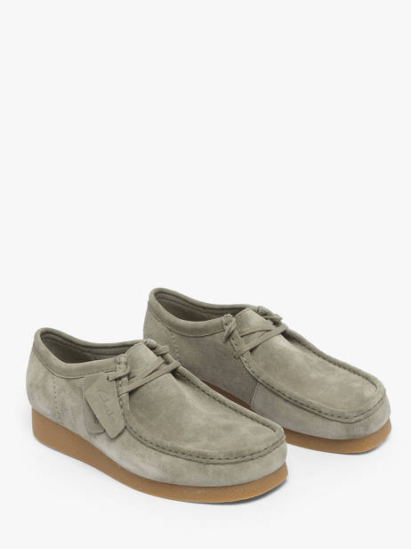 Mocassins Wallabee En Cuir Clarks Vert men 26183447 vue secondaire 3
