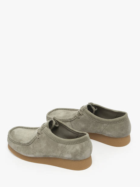 Mocassins Wallabee En Cuir Clarks Vert men 26183447 vue secondaire 6
