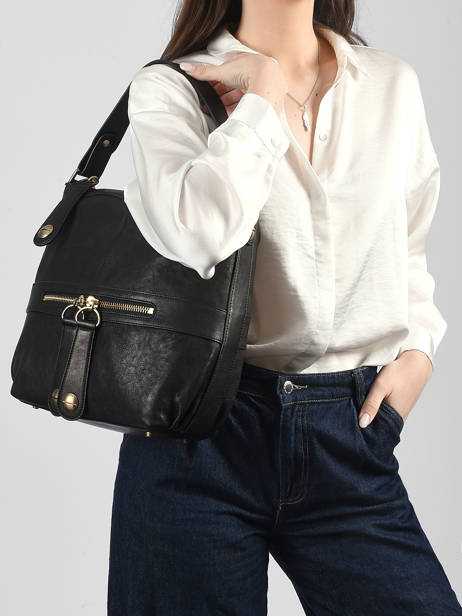 Sac Porté épaule Nomade Cuir Gerard darel Noir midday B402 vue secondaire 1